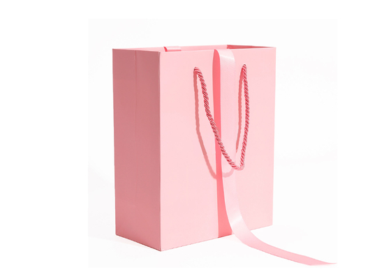 Custom Logo Romantic Pink Underwear Shopping Paper Bag With Rope Handles