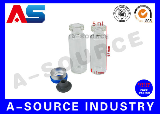 Botol Kaca 5ml Vial Kaca Kecil Dengan Tutup Karet Dan Tutup Plastik Aluminium 13# Untuk Peptida / Sarms