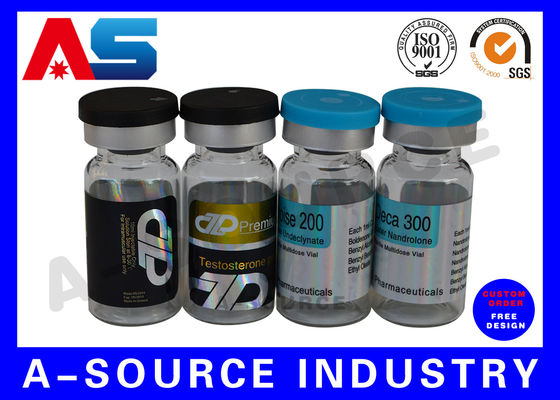 Holographic 10ml Vial Label Injectable Peptide Resep Vial Label Pencetakan 4C Full Color 60 x 25 mm