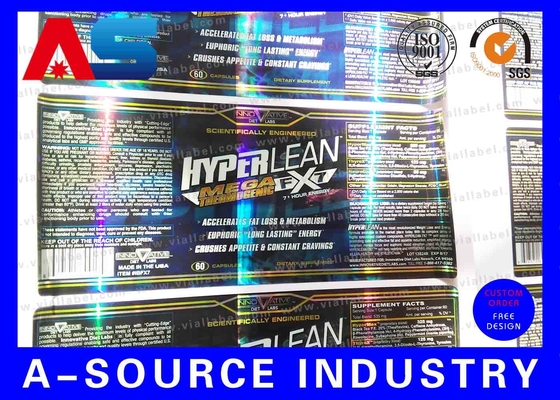 CMYK Pencetakan Label Botol Adhesive Pill Untuk Suplemen Dan Vitamin Suplemen stiker botol