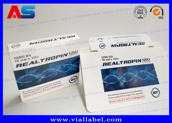 Desain Farmasi Pencetakan Somatropina Hcg 2ml Vial Kotak Kemasan Dengan Label Kotak kemasan kertas binaraga