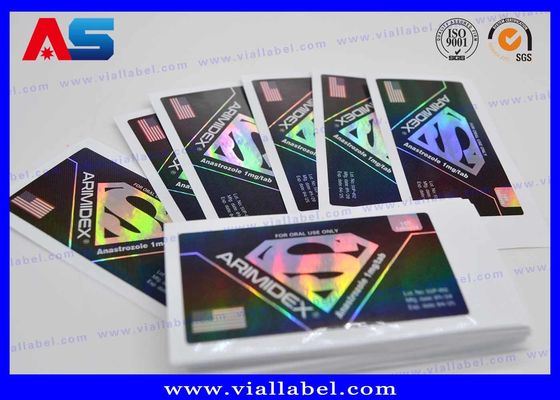 Label Perekat Hologram Kuat untuk Vial 10ML Dicetak Desain Gratis untuk Pengemasan Binaraga