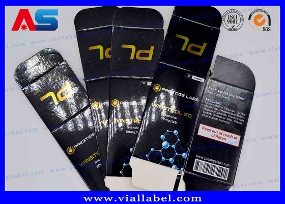 Glossy Gold Foil Tablet Kotak Kertas Hitam Custom Printed Injection Oils 10ml Vial Box