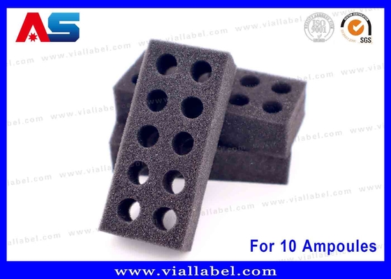Black EVA Foam Ampoule Tray 10x1ml Solusi Penyimpanan Aman untuk Penggunaan Medis & Laboratorium