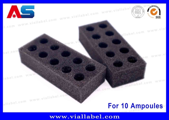 Black EVA Foam Ampoule Tray 10x1ml Solusi Penyimpanan Aman untuk Penggunaan Medis & Laboratorium