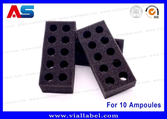 Black EVA Foam Ampoule Tray 10x1ml Solusi Penyimpanan Aman untuk Penggunaan Medis & Laboratorium