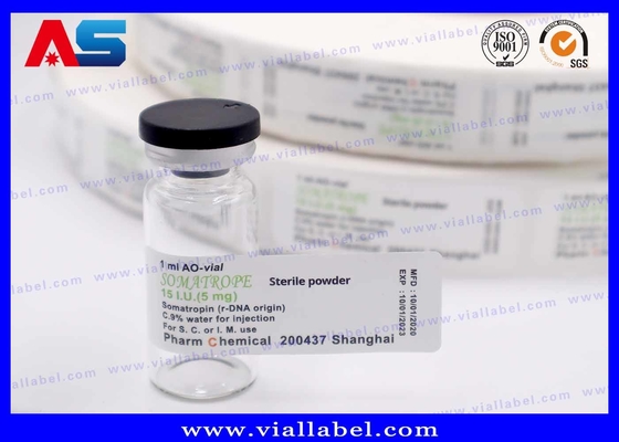 Label Vial Injeksi Kaca Percetakan Disesuaikan Untuk Suplemen Kebugaran Label Vial Kaca Percetakan Waterproof Pengiriman DDP