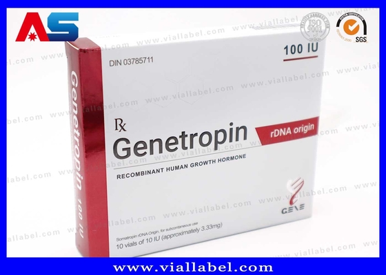 Anti-penuaan 191AA Injeksi Vial kecil 3ml Kotak Farmasi Dan Label Pencetakan Genetropin