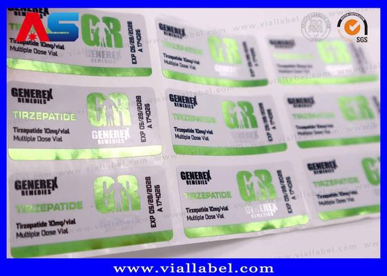 Stiker Vial 3ml Label peptides Untuk Pencetakan Vial Kaca Pencetakan Foil Metalik UV Matt