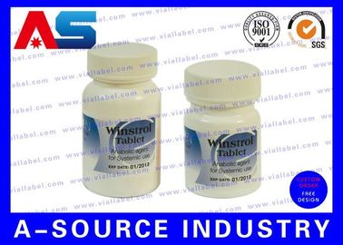 Winstrol Tablet Kustom Plastik Label Label Tahan Air, Label Botol Pil Cetak Multi Ukuran