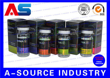 Penyimpanan Obat 10ml Kotak Vial Binaraga Karton Hologram Laser Printing Dengan Label Perekat Kotak kertas enanthate