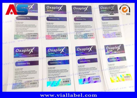 CMYK Printing Holographic HCG Vial Label Ketebalan 50um 100 tablet label