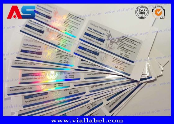 Holographic 10ml Vial Label Injectable Peptide Resep Vial Label Pencetakan 4C Full Color 60 x 25 mm