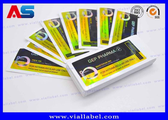CMYK Printing Holographic HCG Vial Label Ketebalan 50um 100 tablet label