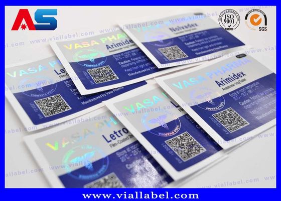 CMYK Printing Holographic HCG Vial Label Ketebalan 50um 100 tablet label