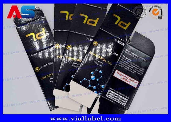 Penyimpanan Obat 10ml Kotak Vial Binaraga Karton Hologram Laser Printing Dengan Label Perekat Kotak kertas enanthate