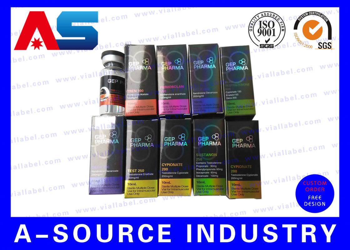 Injeksi Peptida Customized warna& logo dicetak berlapis kotak kertas 10 ml botol kotak pembungkus binaraga