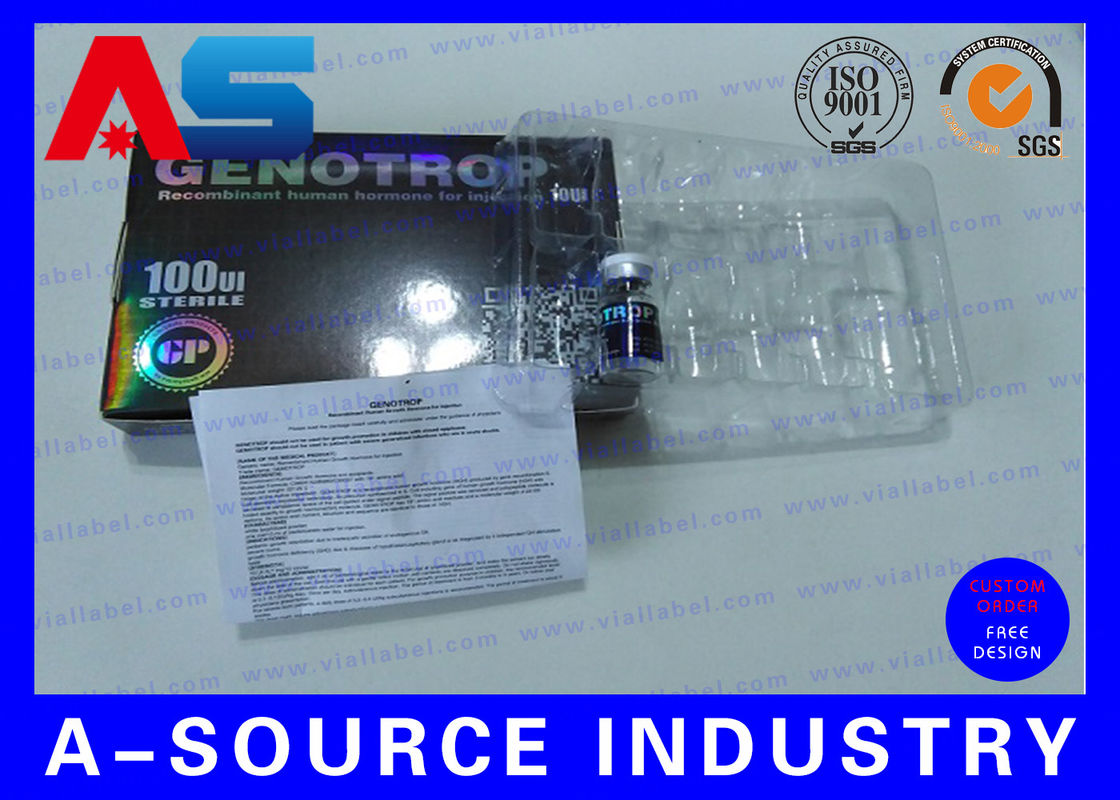 Holographic Paper berkualitas tinggi Hcg Injeksi 2ml Botol 10ml Vial Kotak Dengan Plastik Tray Peptida Kemasan