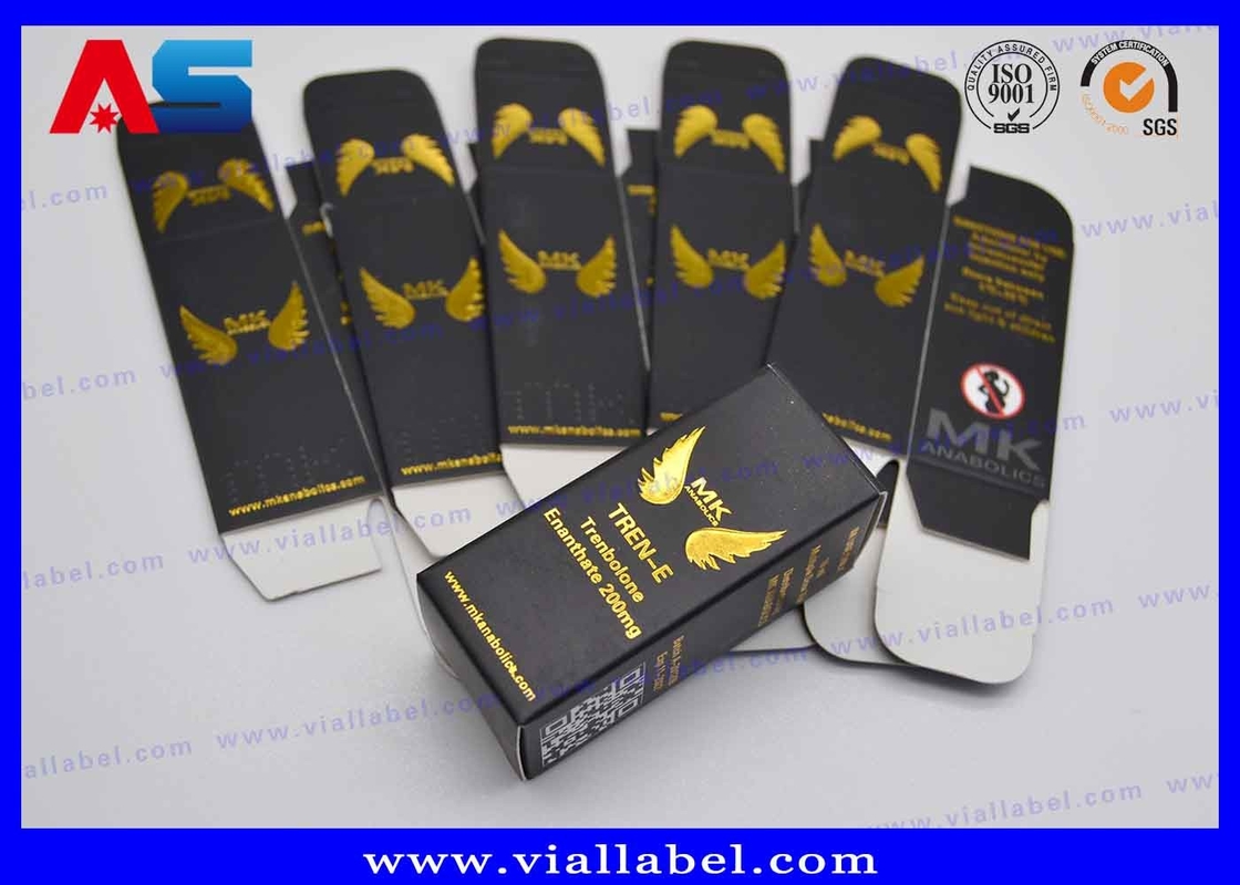 Peningkatan otot Matt Black Gold Foil Vial Kotak Kemasan Kotak 10ml 20ml obat kemasan