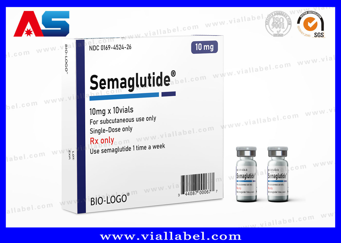 Ampul / Vial Kaca yang Disesuaikan Kotak Kertas Botol Untuk Semaglutide 2mg Paket Desain Gratis