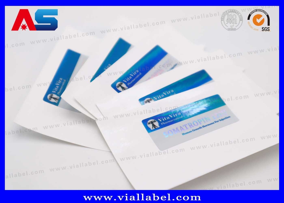 Botol Kecil Hcg Perekat 2ml Vial Label Metallik Biru Warna Penggunaan Farmasi