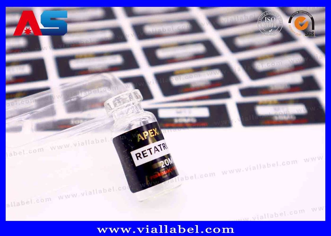 Label Botol Kecil Film Mutiara Putih untuk Stiker Minyak Injeksi, Pencetakan Stiker Vial Hcg Logo Kustom