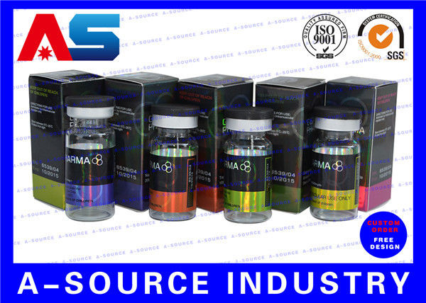 Penyimpanan Obat 10ml Kotak Vial Binaraga Karton Hologram Laser Printing Dengan Label Perekat Kotak kertas enanthate