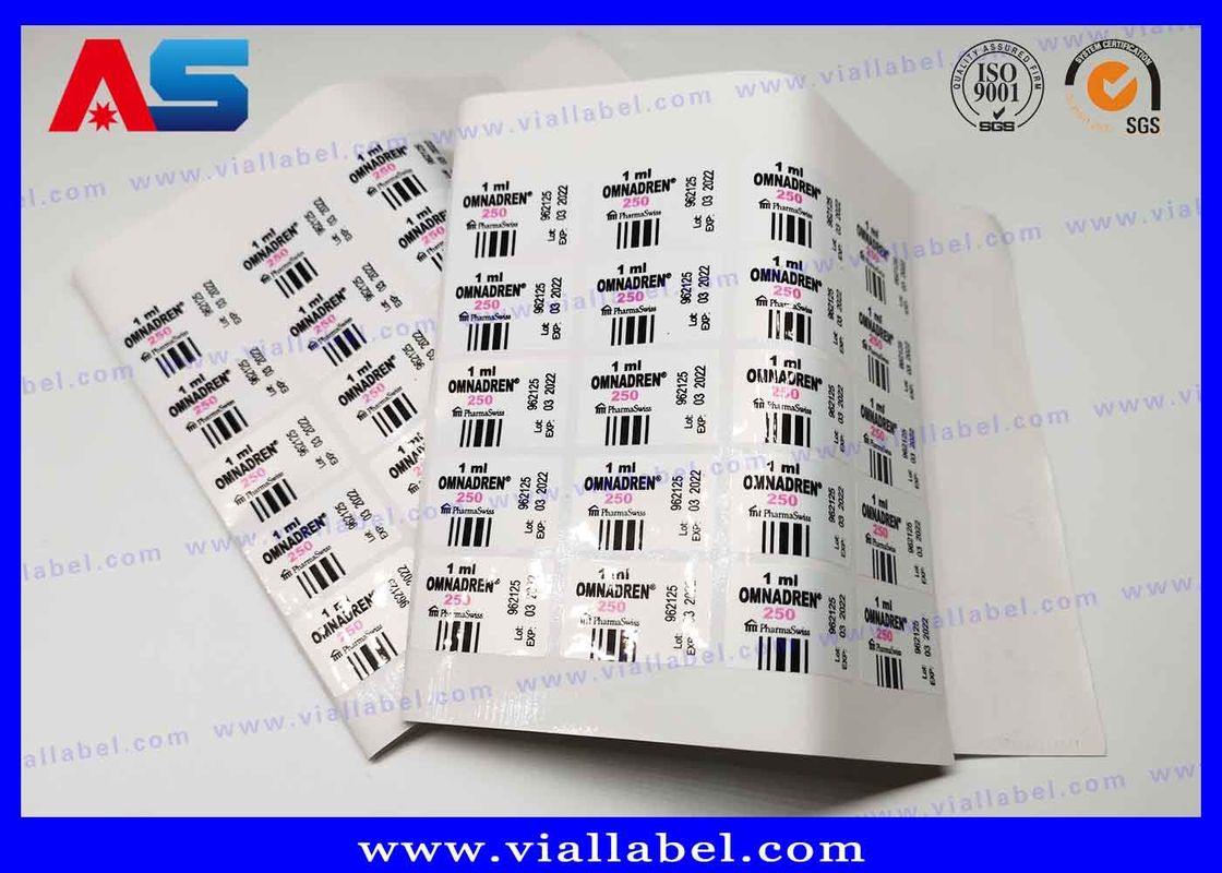 Label Botol Peptida Injeksi Plastik PET 2ml Steril Label botol kecil Tahan Air Ramah Lingkungan