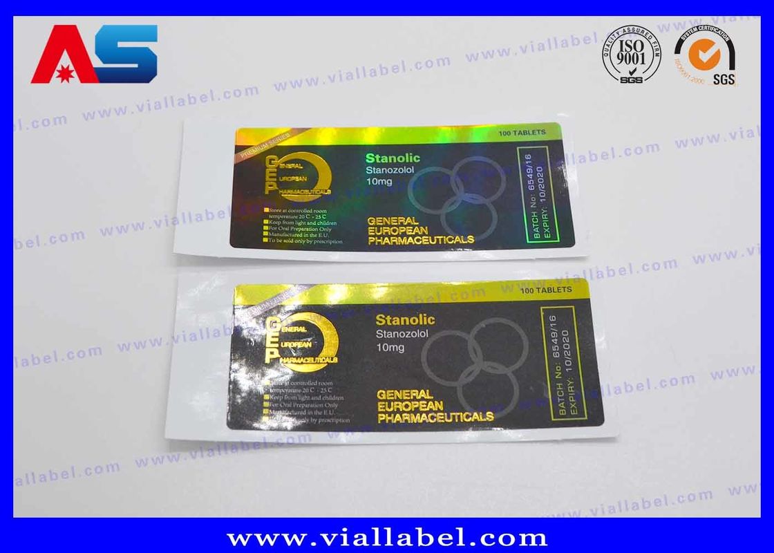 Laser 10ml Vial Label Waterproof Label Custom Untuk Produk Embossing / efek hologram foil emas