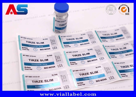 Stiker Vial 3ml Label Tirzepatide Untuk Pencetakan Vial Kaca Pencetakan Foil Metalik UV Matt