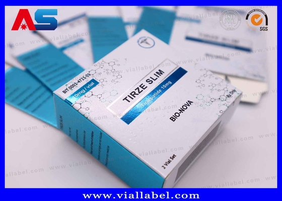 Label Boks Kertas Tirzepatide Farmasi Warna Metalik UV Matt Untuk 2 Botol 2ml