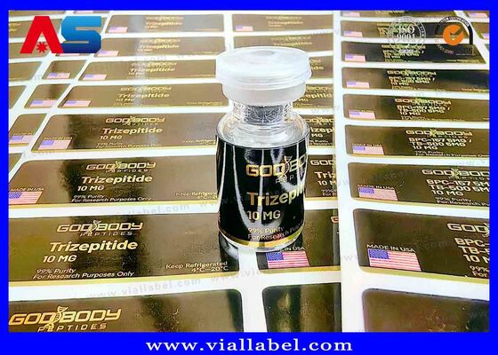 Label Holographic Emas yang dapat disesuaikan untuk Vial Peptida Kaca dengan Perekat Permanen dan Kuat Termasuk